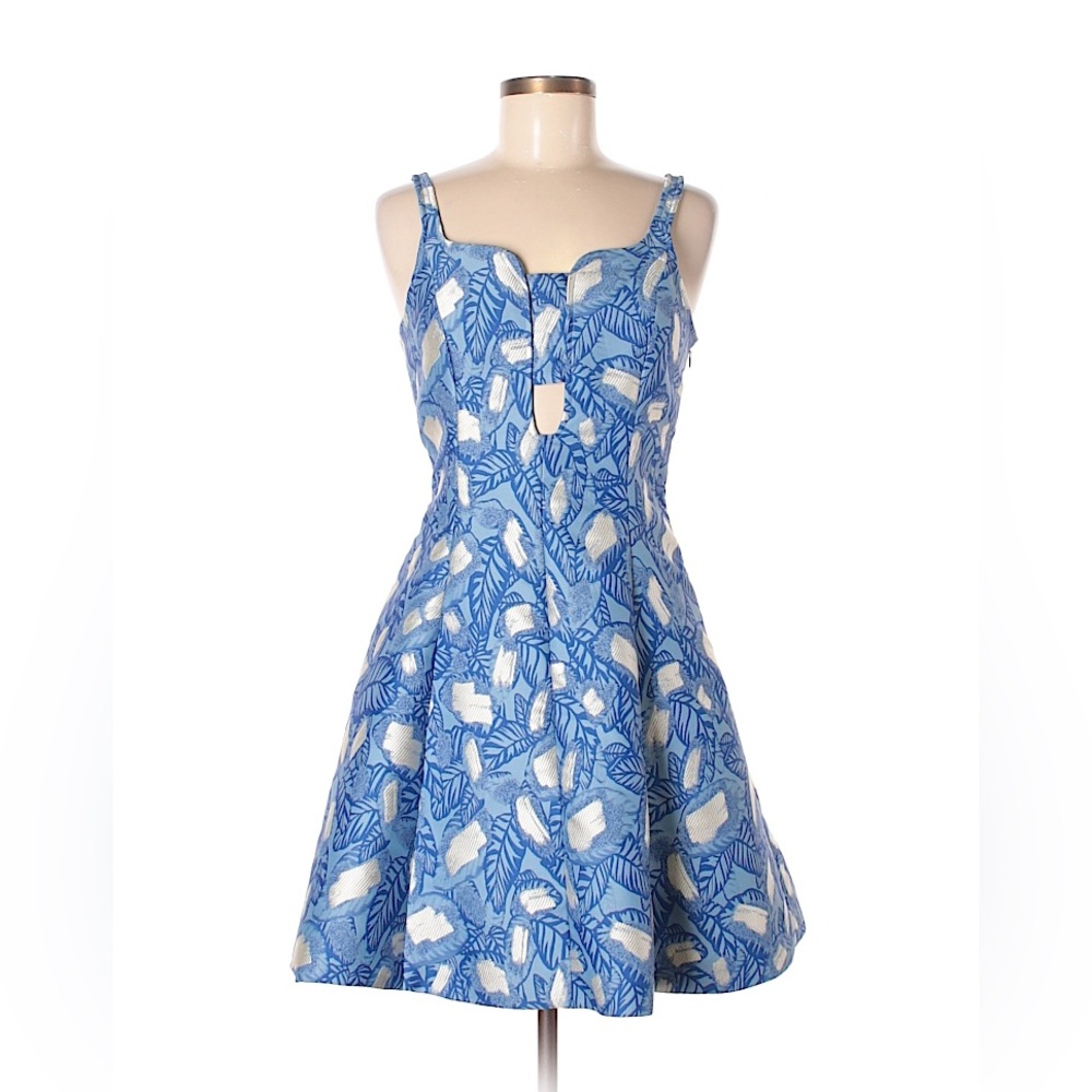 Leaf Print Blue and White Sundress